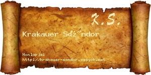 Krakauer Sándor névjegykártya